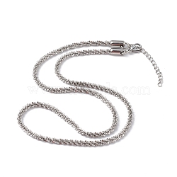 304 Stainless Steel Bone Rope Chain Necklace for Women, Stainless Steel Color, 18.15 inch(46.1cm), Wide: 3.3mm(NJEW-I121-01C-P)