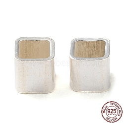 925 Sterling Silver Tube Beads, Square, Silver, 3x3x3mm, Hole: 2.4x2.4mm(STER-P053-07B-S)