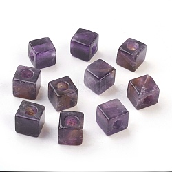 Natural Amethyst European Beads, Large Hole Beads, Cube, 10x10x10mm, Hole: 4.5~5mm(G-F580-B07)