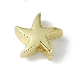 Rack Plating Brass Beads, Long-Lasting Plated, Lead Free & Cadmium Free, Starfish, Real 18K Gold Plated, 9.5x9.5x5mm, Hole: 2mm(KK-A220-16G)