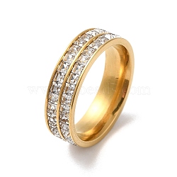 Vacuum Plating 304 Stainless Steel Finger Ring with Cubic Zirconia, Golden, Inner Diameter: 17mm(RJEW-Z029-01G)