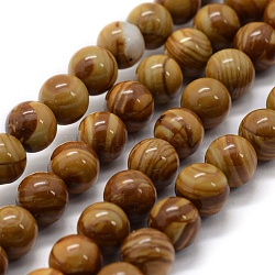 Natural Wood Lace Stone Beads Strands, Round, 10mm, Hole: 1mm, about 38pcs/strand, 14.9 inch(38cm)(X-G-G763-05-10mm)