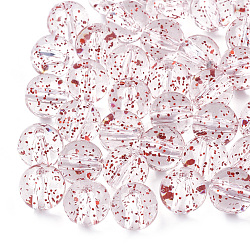 Transparent Acrylic Beads, with Glitter Powder, Round, Red, 10mm, Hole: 1.8mm, about 960pcs/500g(MACR-S361-02E-10mm)