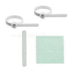 Plastic Ring Sizer, UK Official British Finger Measure, Gauge Finger Measuring Belt for Men and Womens Sizes, with Double-sided Sponge Polish Strip File and Silver Polishing Cloth, Mixed Color, 11.3x0.8x0.55cm, 2pcs(TOOL-SZ0001-10)