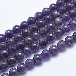 Natural Amethyst Beads Strand, Round, 6~6.5mm, Hole: 1mm, about 59~61pcs/strand, 15 inch(38cm)(GSR6mmC062-1)