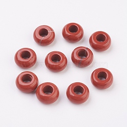 Natural Red Jasper European Beads, Large Hole Beads, Rondelle, 12x6mm, Hole: 5mm(G-G740-12x6mm-04)