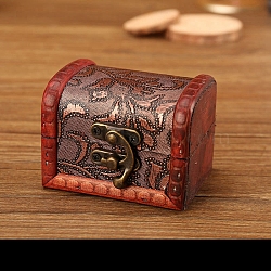 Wood Jewelry Box, with Front Clasp, for Arts Hobbies and Home Storage, Rectangle, Dark Red, 6x8x6cm(PW-WG29207-02)
