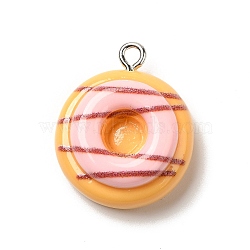 Resin Pendants, with Platinum Iron Findings, Colorful, Donut, 23x19x8mm, Hole: 2mm(RESI-A038-01F)