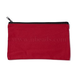 Rectangle Canvas Jewelry Storage Bag, with Black Zipper, Cosmetic Bag, Multipurpose Travel Toiletry Pouch, Crimson, 20x13x0.3cm(ABAG-H108-02B)