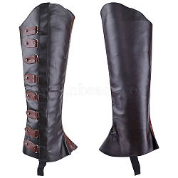Imitation Leather Boot Cover, Leg Guards, with Alloy Finding, Renaissance Medieval Viking Costume Accessories, Coconut Brown, 470x175~232.5x12mm, 2pcs/set(AJEW-WH0258-941B)