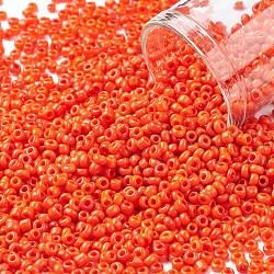 Glass Seed Beads, Opaque Colours Seed, Small Craft Beads for DIY Jewelry Making, Round, Dark Orange, 2mm, Hole:1mm, about 30000pcs/pound(SEED-A010-2mm-50-A)