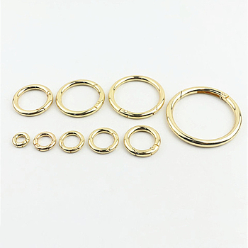 Alloy Spring Gate Rings, for Handbag Ornaments Decoration, Ring, Light Gold, 34.6x4.8mm, Hole: 25mm