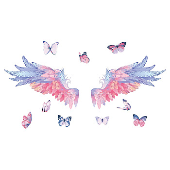PVC Wall Stickers, Wall Decoration, Butterfly & Angel, Wing Pattern, 980x390mm, 2pcs/set