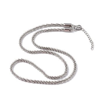 304 Stainless Steel Bone Rope Chain Necklace for Women, Stainless Steel Color, 18.15 inch(46.1cm), Wide: 3.3mm
