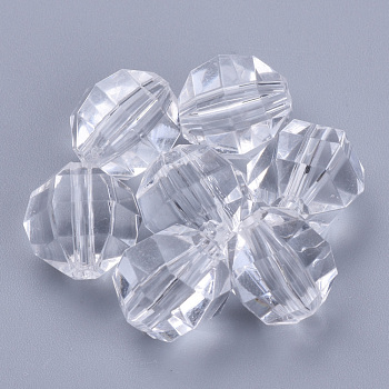 Transparent Acrylic Beads, Faceted, Round, Clear, 20x20mm, Hole: 2.9mm