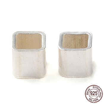 925 Sterling Silver Tube Beads, Square, Silver, 3x3x3mm, Hole: 2.4x2.4mm