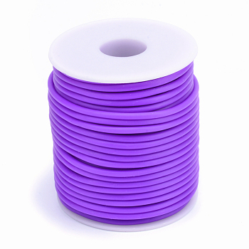 Hollow Pipe PVC Tubular Synthetic Rubber Cord, Wrapped Around White Plastic Spool, Mauve, 2mm, Hole: 1mm, about 54.68 yards(50m)/roll