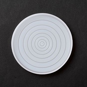 DIY Flat Round with Water Ripple Display Silicone Molds, Resin Casting Molds, for UV Resin & Epoxy Resin Craft Making, White, 80x9mm, Inner Diameter: 77mm