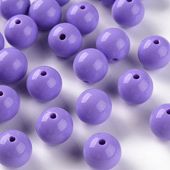 Opaque Acrylic Beads, Round, Lilac, 16x15mm, Hole: 2.8mm, about 220pcs/500g