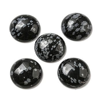 Natural Snowflake Obsidian Cabochons, Flat Round, 20~21.5x6~8mm