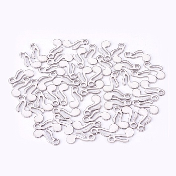 304 Stainless Steel Charms, Musical Note, Stainless Steel Color, 14x8x1mm, Hole: 1.8mm