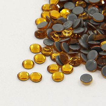 Glass Hotfix Rhinestone, Grade AA, Flat Back & Faceted, Half Round, Topaz, SS20, 4.6~4.8mm, about 1440pcs/bag