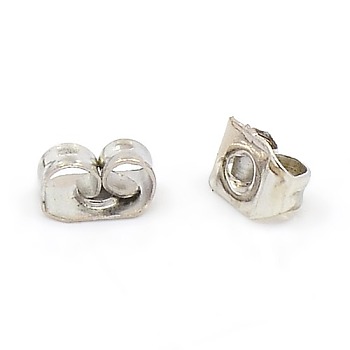 Iron Ear Nuts, Friction Earring Backs for Stud Earrings, Platinum, 6x4x3mm, Hole: 0.7~1.0mm