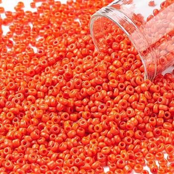 Glass Seed Beads, Opaque Colours Seed, Small Craft Beads for DIY Jewelry Making, Round, Dark Orange, 2mm, Hole:1mm, about 30000pcs/pound