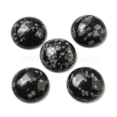 Flat Round Snowflake Obsidian Cabochons