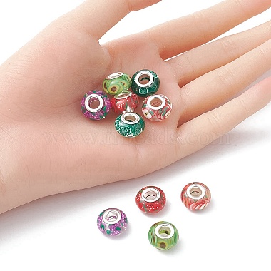 10Pcs 5 Colors Transparent Resin European Rondelle Beads(RPDL-YW0001-07A)-4