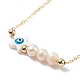 Natural Pearl & Shell Star with Evil Eye Beaded Pendant Necklaces(NJEW-JN03898-02)-1