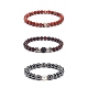 Ensemble de bracelets extensibles en perles rondes avec pierres mélangées naturelles et synthétiques de style 3pcs 3(BJEW-JB08586)-4