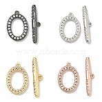 Oval Brass Micro Pave Clear Cubic Zirconia Toggle Clasps, Cadmium Free & Lead Free, Long-Lasting Plated, Mixed Color, 4.5~16.5x11~20.5x2.5~3mm, Hole: 0.8mm(KK-G548-25)