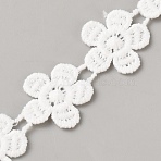 Polyester Lace Ribbon, Flower, for Clothes Accessories, White, 7/8 inch(22mm)(OCOR-WH0111-138D)
