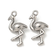 Non-Tarnish 304 Stainless Steel Pendants, Flamingo Charms, Stainless Steel Color, 18.5x10x4mm, Hole: 1.4~1.5mm(STAS-N103-89P)