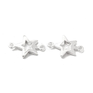 Brass Connector Charms, Cadmium Free & Lead Free, Long-Lasting Plated, Star Links, 925 Sterling Silver Plated, 12.5x8x1mm, Hole: 1mm(KK-H442-33S)