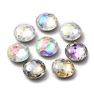 Glass Rhinestone Cabochons, Flat Back & Back Plated, Faceted, Half Round, Mixed Color, 18x7mm(RGLA-P035-04C-M)