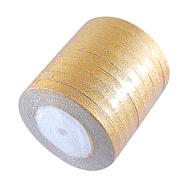 Glitter Metallic Ribbon, Sparkle Ribbon, with Silver Metallic Cords, Valentine's Day Gifts Boxes Packages, Yellow, 1/4 inch(6mm), about 33yards/roll(30.1752m/roll), 10rolls/group(RSC6mmY-023)