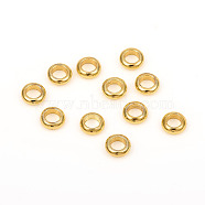 Brass Spacer Beads, Long-Lasting Plated, Ring, Golden, 4.5~5x1.5mm, Hole: 2.5mm(KK-G394-01G)