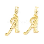 Rack Plating Eco-Friendly Brass Letter Pendants, Real 18K Gold Long-Lasting Plated, Cadmium Free & Lead Free, Letter.A, 19.5x13x1.4mm, Hole: 6.5x3.3mm(KK-K265-02G-A)