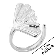 Asymmetrical Stainless Steel Couple Rings, Leaf Open Cuff Rings for Men and Women, Stainless Steel Color(PT7860-1)