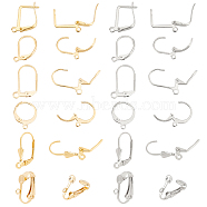 72Pcs 12 Style 304 Stainless Steel Earring Findings, Leverback & Clip-on & Hoop Earring Findings, with Loop, Golden & Stainless Steel Color, 14~19x11~12.5x1.5~7.5mm, Hole: 1.2~2mm, 2Pcs/style(STAS-UN0051-62)