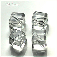 Imitation Austrian Crystal Beads, Grade AAA, Faceted, Cube, Clear, 8.5x10x10mm, Hole: 0.9~1mm(SWAR-F069-7x7mm-01)