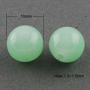 Imitation Jade Glass Beads Strands, Spray Painted, Round, Aquamarine, 10mm, Hole: 1.3~1.6mm, about 80pcs/strand, 31.4 inch(DGLA-S076-10mm-20)