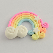 Handmade Polymer Clay Cabochons, Rainbow, Colorful, 36~38x45~56x5~8mm(CLAY-Q182-01)