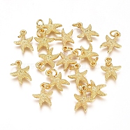 Electroplated Alloy Charms, Long-Lasting Plated, with Brass Jump Ring, Starfish/Sea Stars, Golden, 14.5x11x3mm, Hole: 3.5mm(X-PALLOY-G267-06G)
