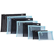 8Pcs 8 Style Nylon Mesh File Pockets, Document Storage Bag with Zipper, Rectangle, Mixed Color, 120~245x205~340x2mm, 1pc/style(AJEW-GF0006-44)