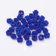 Nylon Cord Woven Beads, Round, Royal Blue, 6~6.5x4.5mm, Hole: 2.5mm, about 93~100pcs/bag(X-NWIR-F005-14N)