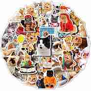 Waterproof PVC Adhesive Stickers, for Suitcase, Skateboard, Refrigerator, Helmet, Mobile Phone Shell, Cat Pattern, 50~70x50~70mm(STIC-PW0001-128)