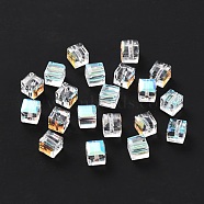 Transparent Square Faceted Glass Beads, Clear AB, 4x4x4mm, Hole: 1mm(GLAA-C013-02)